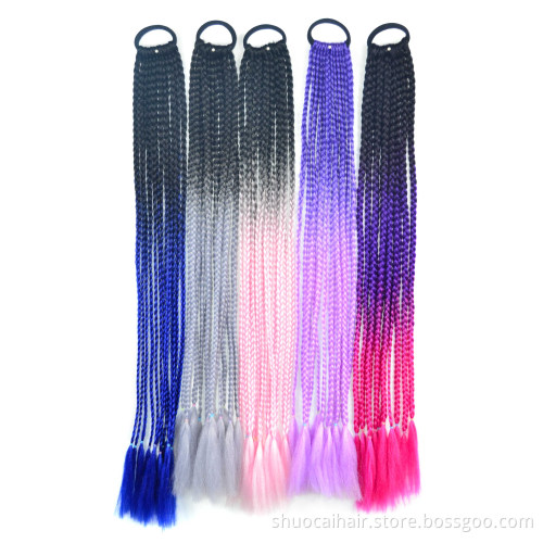 Ponytail Hairpiece With Rubber band hair ring Chignon 24 inch Crochet Jumbo Braid Synthetic Hair Ponytail Hair Extension